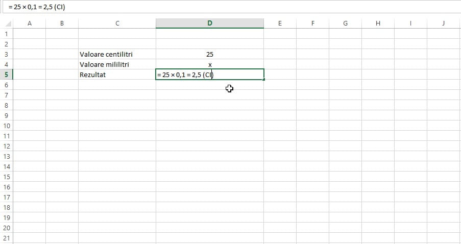 transformare militri in centilitri