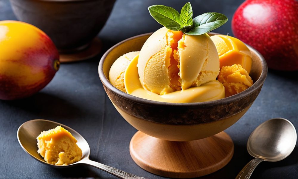 Rețetă de Sorbet (Înghețată) cu Mango și Fructul Pasiunii: O Explozie Tropicală de Răcoare