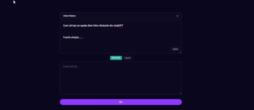spatiu liber intre randuri in chatGPT